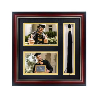 Graduation Shadow Box Frame Certificate Display Wooden Diploma Holder with Photo Tassel Compartment 